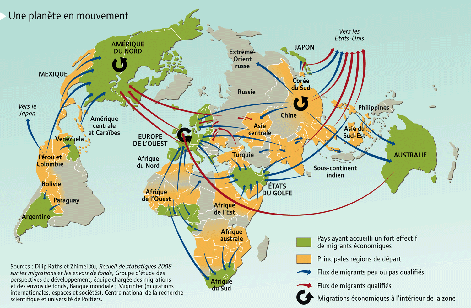 Направление внутренней миграции. Карта миграционных потоков в мире.