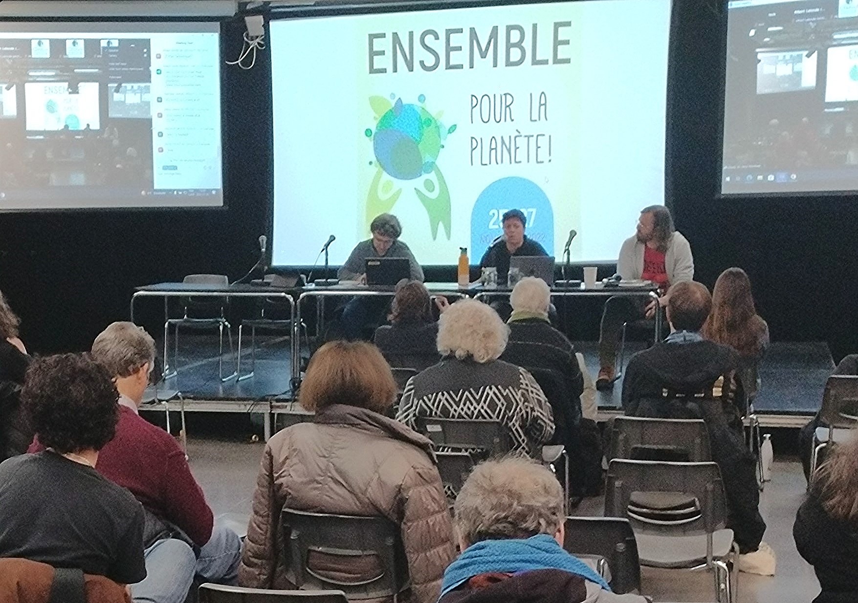 Dans l'ordre habituel: Benoit Lacoursière - FNEEQ, Anne-Céline Guyon - Nature Québec, Raphael Canet - RISE.