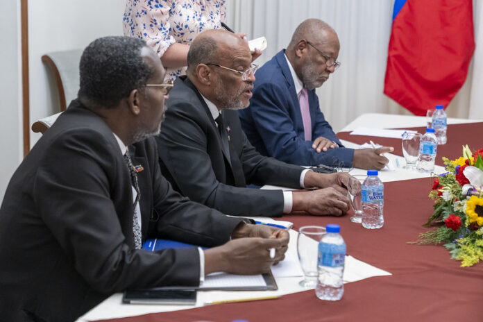Haiti - Ariel henry - Port dEspagne Trinidad et Tobago - 5 juillet 2023 lors d'une rencontre avec Blinken - photo Département dÉtat É-U by Ron Przysucha - Domaine public
